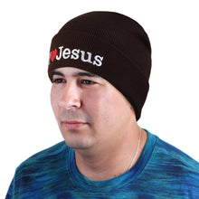 Load image into Gallery viewer, I Love Jesus Beanie Hat - Brown