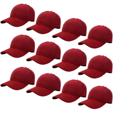 Load image into Gallery viewer, 12-Pack Baseball Dad Cap Velcro Strap Adjustable Size - Burgundy
