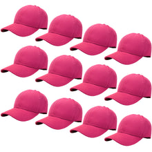 Load image into Gallery viewer, 12-Pack Baseball Dad Cap Velcro Strap Adjustable Size - Hot Pink