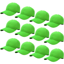 Load image into Gallery viewer, 12-Pack Baseball Dad Cap Velcro Strap Adjustable Size - Light Green