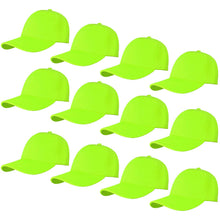 Load image into Gallery viewer, 12-Pack Baseball Dad Cap Velcro Strap Adjustable Size - Neon Green