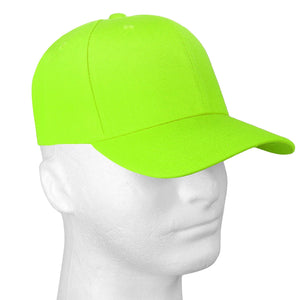 12-Pack Baseball Dad Cap Velcro Strap Adjustable Size - Neon Green