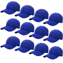 Load image into Gallery viewer, 12-Pack Baseball Dad Cap Velcro Strap Adjustable Size - Royal Blue