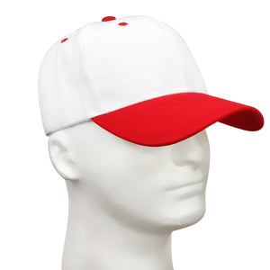 12-Pack Baseball Dad Cap Velcro Strap Adjustable Size - White/Red