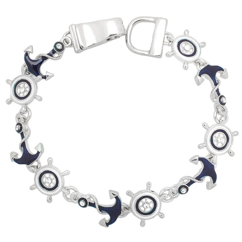 Anchor & Wheel Magnetic Closured Bracelet