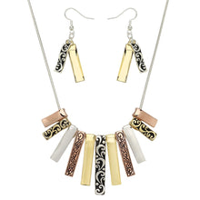 Load image into Gallery viewer, Tri-Tone Fashion Necklace Earring Set