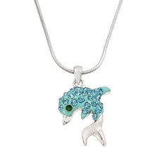 Load image into Gallery viewer, Aqua Color Dolphin Pendant Necklace