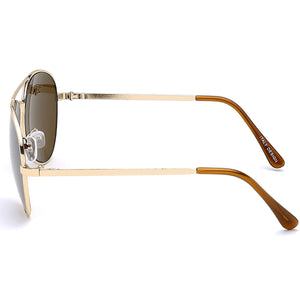 Aviator Sunglasses Classic - Non-Polarized - Gold Frame - Brown