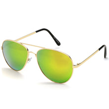 Load image into Gallery viewer, Aviator Sunglasses Classic - Non-Polarized - Gold Frame - Green/Lime Mirror