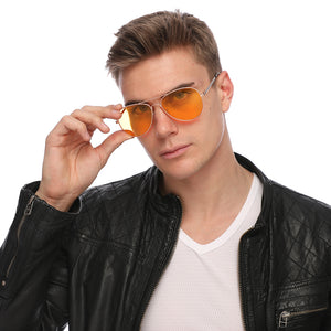 Aviator Sunglasses Classic - Non-Polarized - Gold Frame - Orange