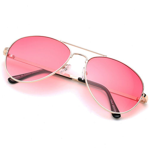 Aviator Sunglasses Classic - Non-Polarized - Gold Frame - Rose Pink