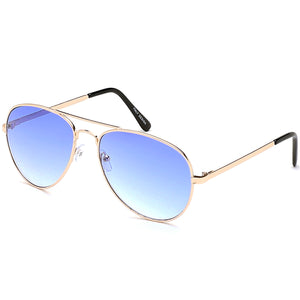 Aviator Sunglasses Classic - Non-Polarized - Gold Frame - Sky Blue