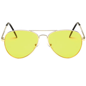 Aviator Sunglasses Classic - Non-Polarized - Gold Frame - Yellow