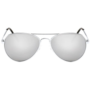 Aviator Sunglasses Classic - Non-Polarized - Silver Frame - Metallic Silver