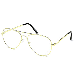 Aviator Sunglasses Classic - Non-Polarized - Yellow Gold Frame - Clear