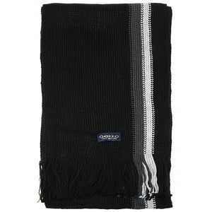 Men Striped Knitted Winter Scarf - Black