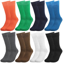 Load image into Gallery viewer, Falari Men 8 Pairs Colorful Solid Novelty Crazy Combed Casual Dress Socks 931