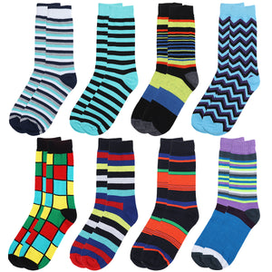 Falari Men 8 Pairs Colorful Novelty Crazy Combed Casual Dress Socks