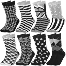 Load image into Gallery viewer, Falari Men 8 Pairs Black Grey White Novelty Crazy Combed Casual Dress Socks