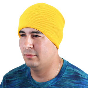 Knitted Beanie Hat - Yellow