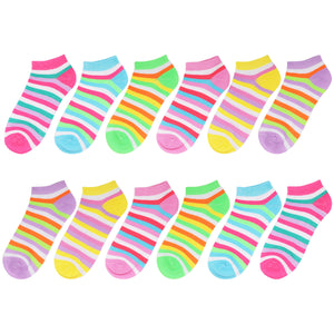 12-Pack Argyle Women's Ankle Socks Multicolor Striped