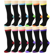 Load image into Gallery viewer, 12-Pack Women&#39;s Crew Socks - Two Tone