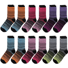 Load image into Gallery viewer, 12-Pack Women&#39;s Crew Socks - Universal Striped