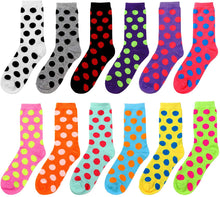 Load image into Gallery viewer, 12-Pack Women&#39;s Crew Socks Polka Dots