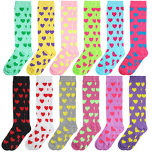 Load image into Gallery viewer, 12 Pairs Women Knee High Over the Calf Socks - Hearts