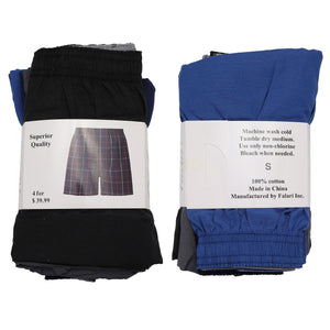 Falari 4-Pack Men's Boxer Underwear 100% Cotton Premium Quality 368-11