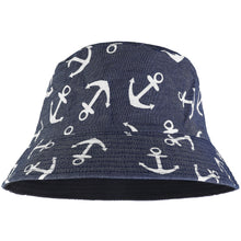 Load image into Gallery viewer, Bucket Hat - Navy Blue Anchor