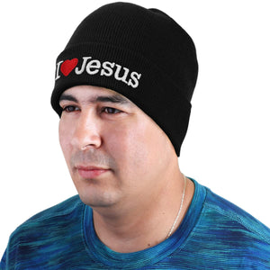 I Love Jesus Beanie Hat - Black