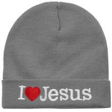 Load image into Gallery viewer, I Love Jesus Beanie Hat - Gray