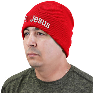 I Love Jesus Beanie Hat - Red