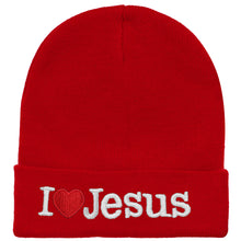 Load image into Gallery viewer, I Love Jesus Beanie Hat - Red