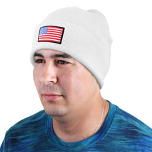 Load image into Gallery viewer, American Flag Embroidered Beanie Hat - White