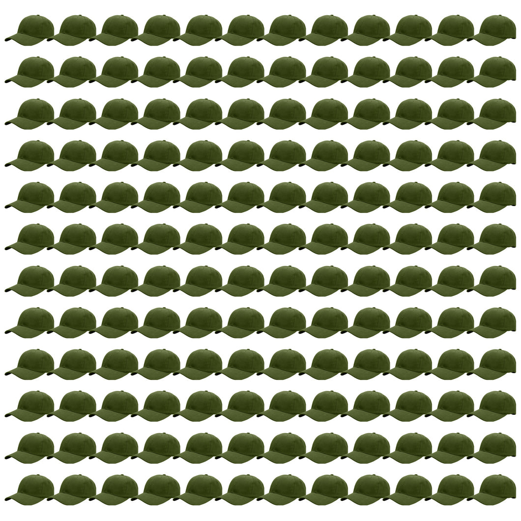 144-Pack Baseball Dad Cap Velcro Strap Adjustable Size - Army Green
