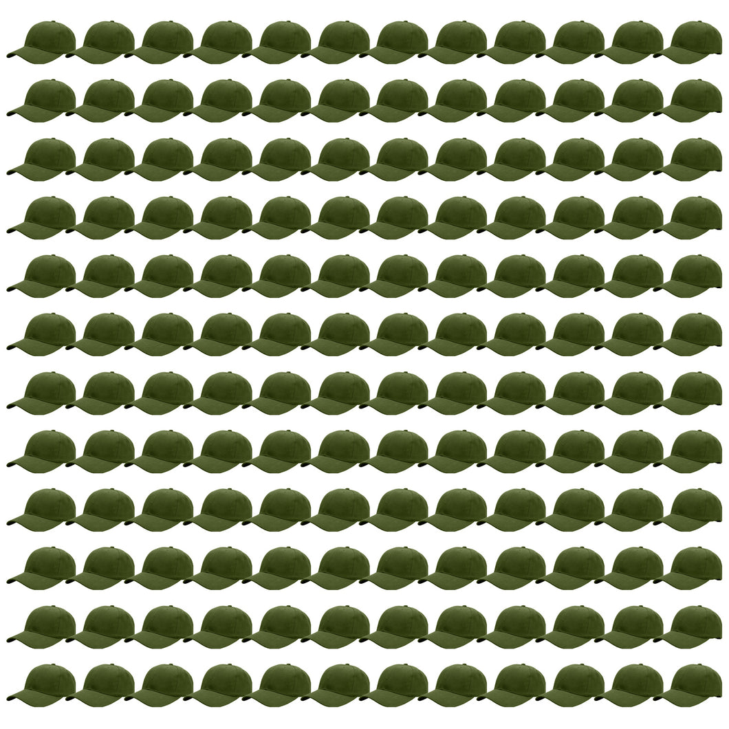 144-Pack Baseball Dad Cap Velcro Strap Adjustable Size - Army Green