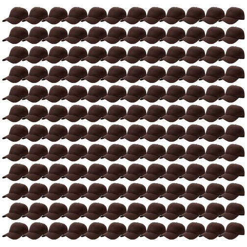 144-Pack Baseball Dad Cap Velcro Strap Adjustable Size - Brown