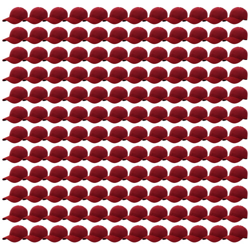 144-Pack Baseball Dad Cap Velcro Strap Adjustable Size - Burgundy
