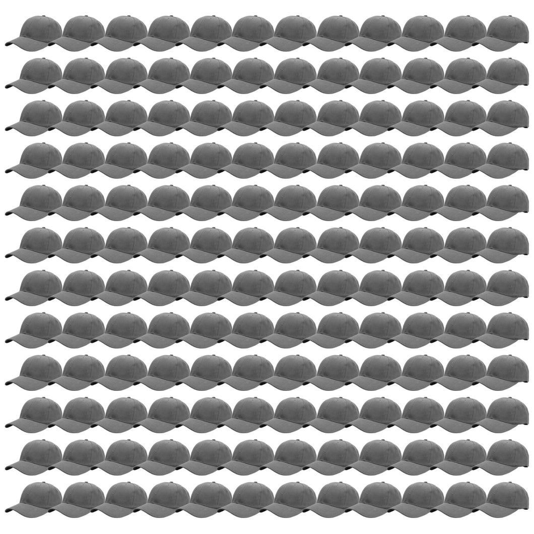 144-Pack Baseball Dad Cap Velcro Strap Adjustable Size - Dark Gray