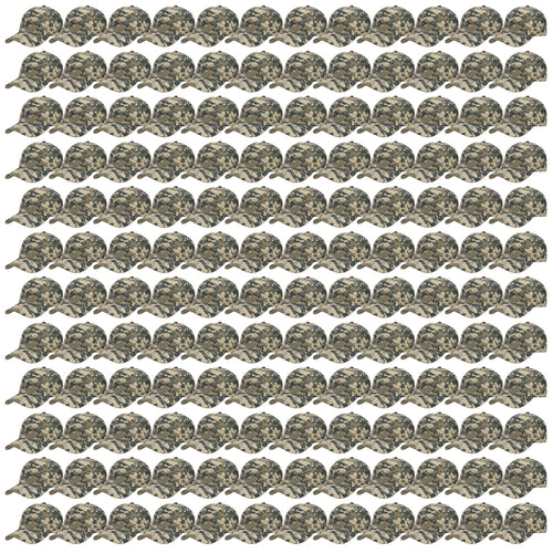 144-Pack Baseball Dad Cap Velcro Strap Adjustable Size - Digital Camo