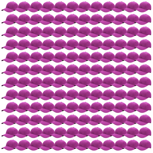 144-Pack Baseball Dad Cap Velcro Strap Adjustable Size - Fuchsia