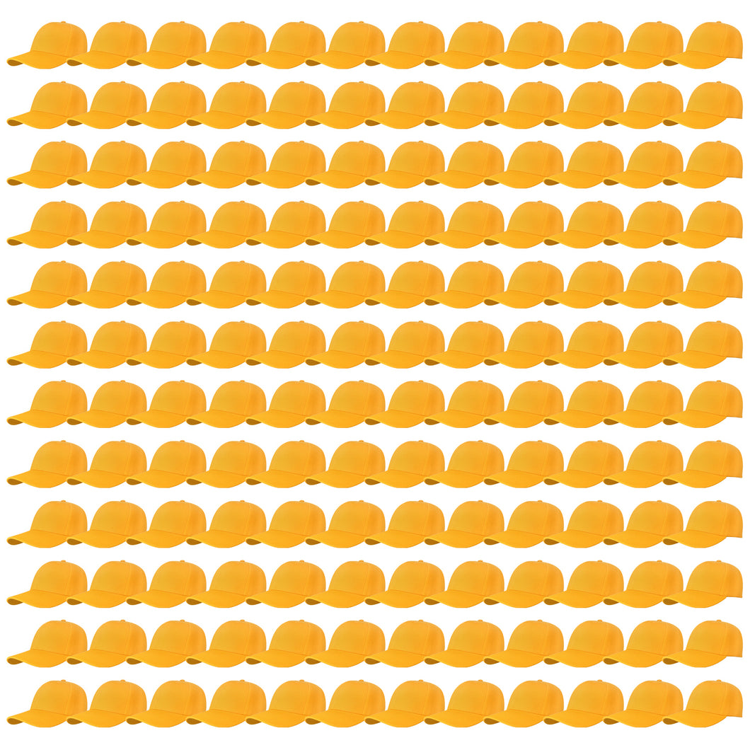 144-Pack Baseball Dad Cap Velcro Strap Adjustable Size - Gold
