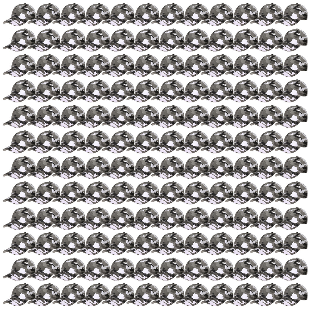 144-Pack Baseball Dad Cap Velcro Strap Adjustable Size - Gray Camo