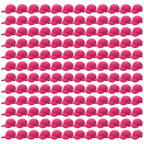 144-Pack Baseball Dad Cap Velcro Strap Adjustable Size - Hot Pink