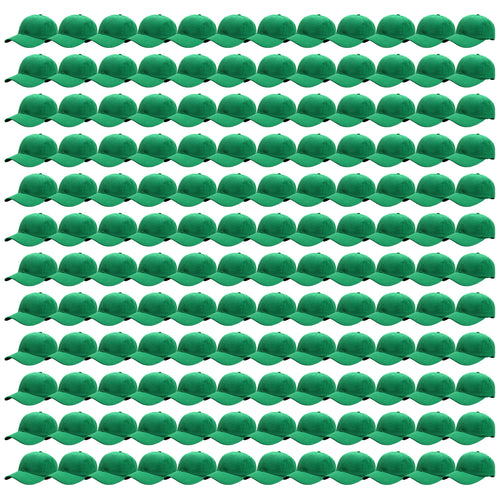 144-Pack Baseball Dad Cap Velcro Strap Adjustable Size - Kelly Green