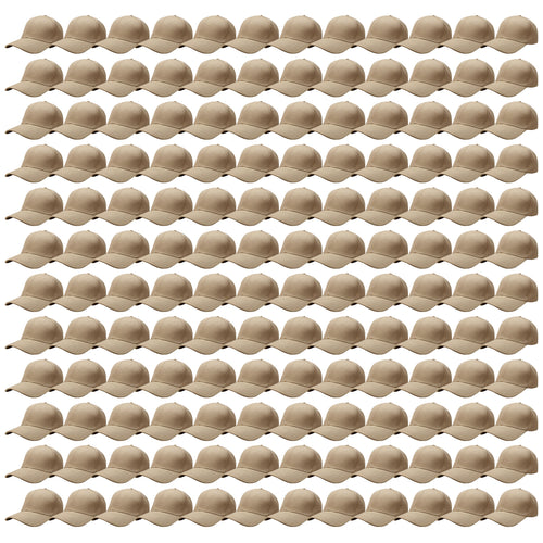 144-Pack Baseball Dad Cap Velcro Strap Adjustable Size - Khaki