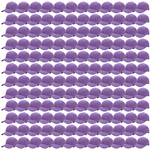 144-Pack Baseball Dad Cap Velcro Strap Adjustable Size - Lavender