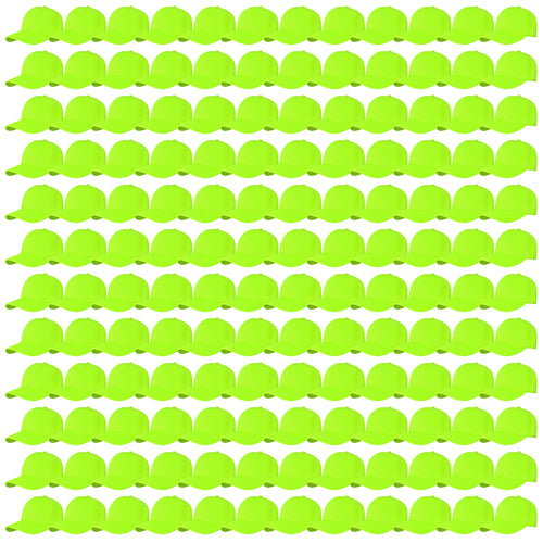 144-Pack Baseball Dad Cap Velcro Strap Adjustable Size - Neon Green